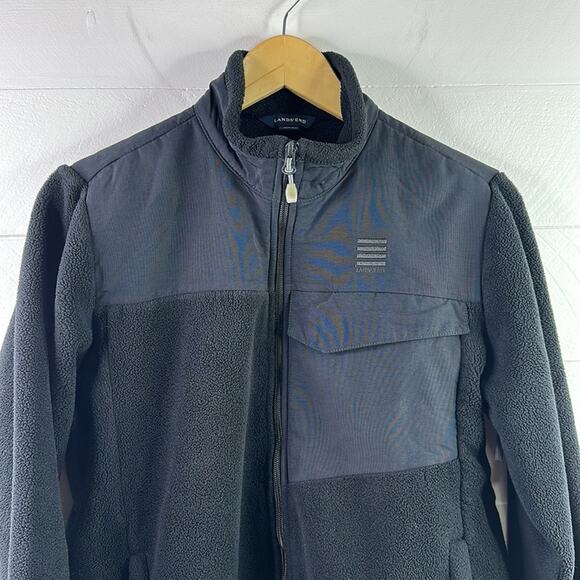 LANDS END Black Nylon Polyester Fleece Full Zip-Up Layering Jacket Size Small - Picture 5 of 11